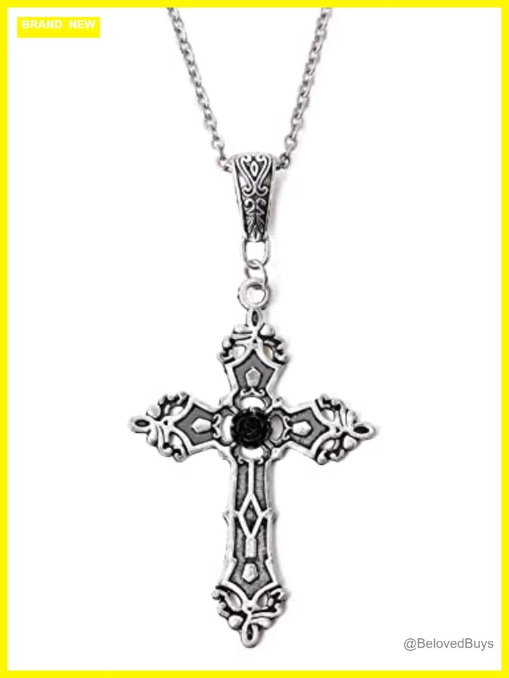 Gothic Cross Necklace Zinc Alloy Pendant Chain Vintage Goth Jewelry